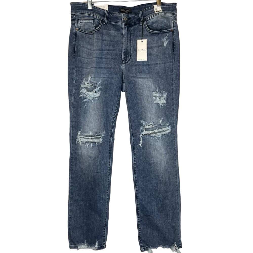 Judy Blue Destroyed Mid-Rise Straight Fit 18W